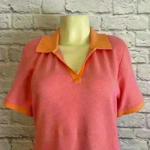 Talbots shirt dress with collar pink orange size L - Picture 2 of 8